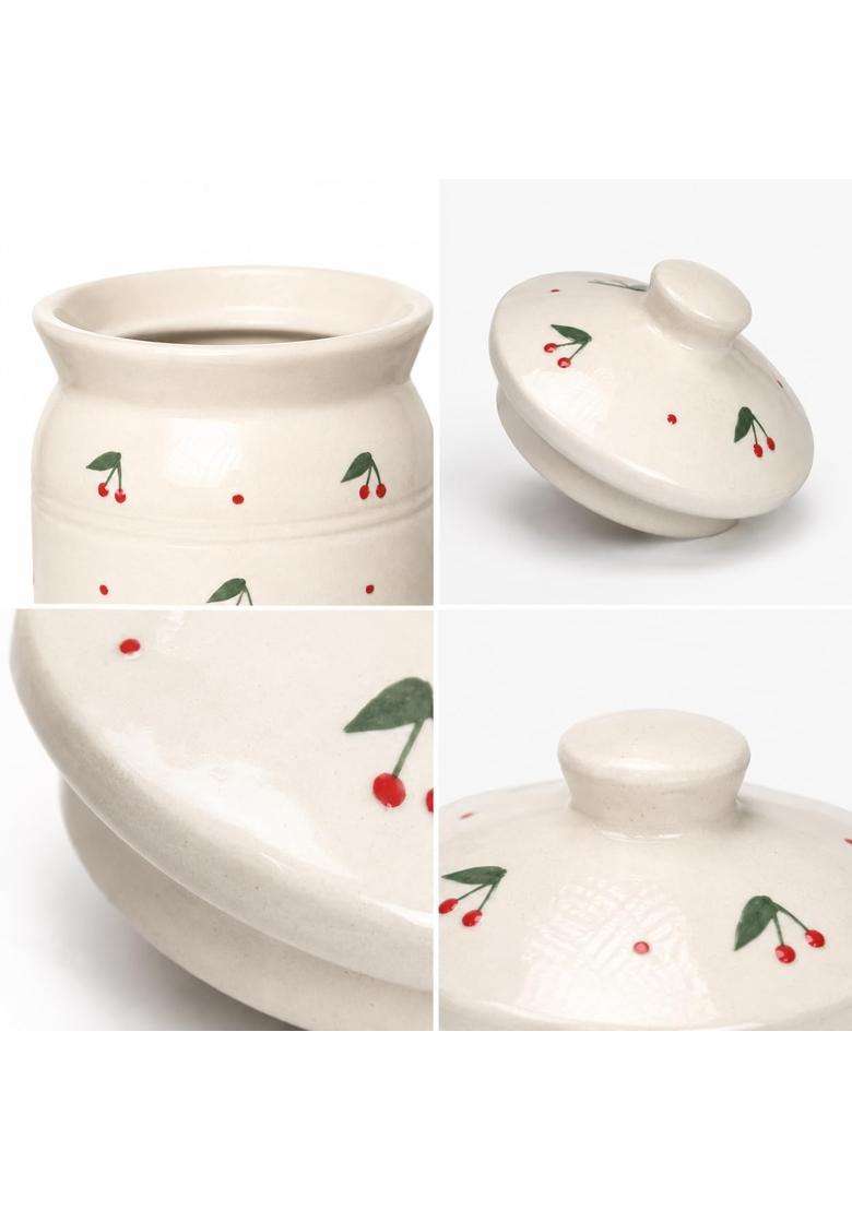 ClayStone Leechi Shaped Ceramic Storage Jar Set | 2000 ml | 67.6 fl oz | Pack of 2 - Indya