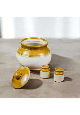 ClayStone Traditional Pickle Jar for Storage with 2 Salt and Pepper Shakers | 2500 ml | 84.5 fl oz
