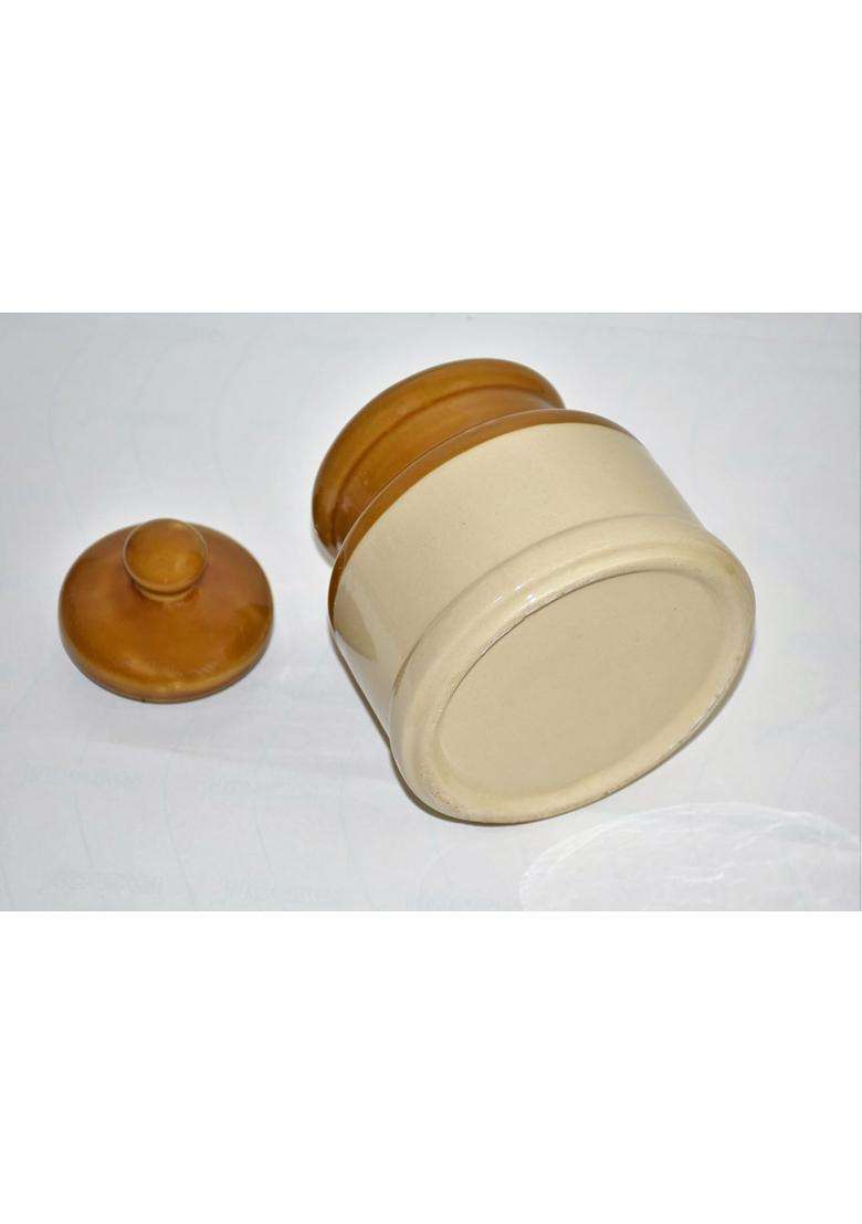 Pure Source India Natural Led Free Food Grade Ceramic Pickle Jar with Lid | 2-Piece Set - Indya