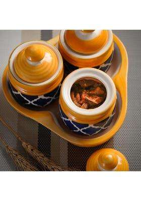 Jetwals Ceramic Handmade Pickle Jar Set | 200 ml | 6.8 fl oz | With Lid