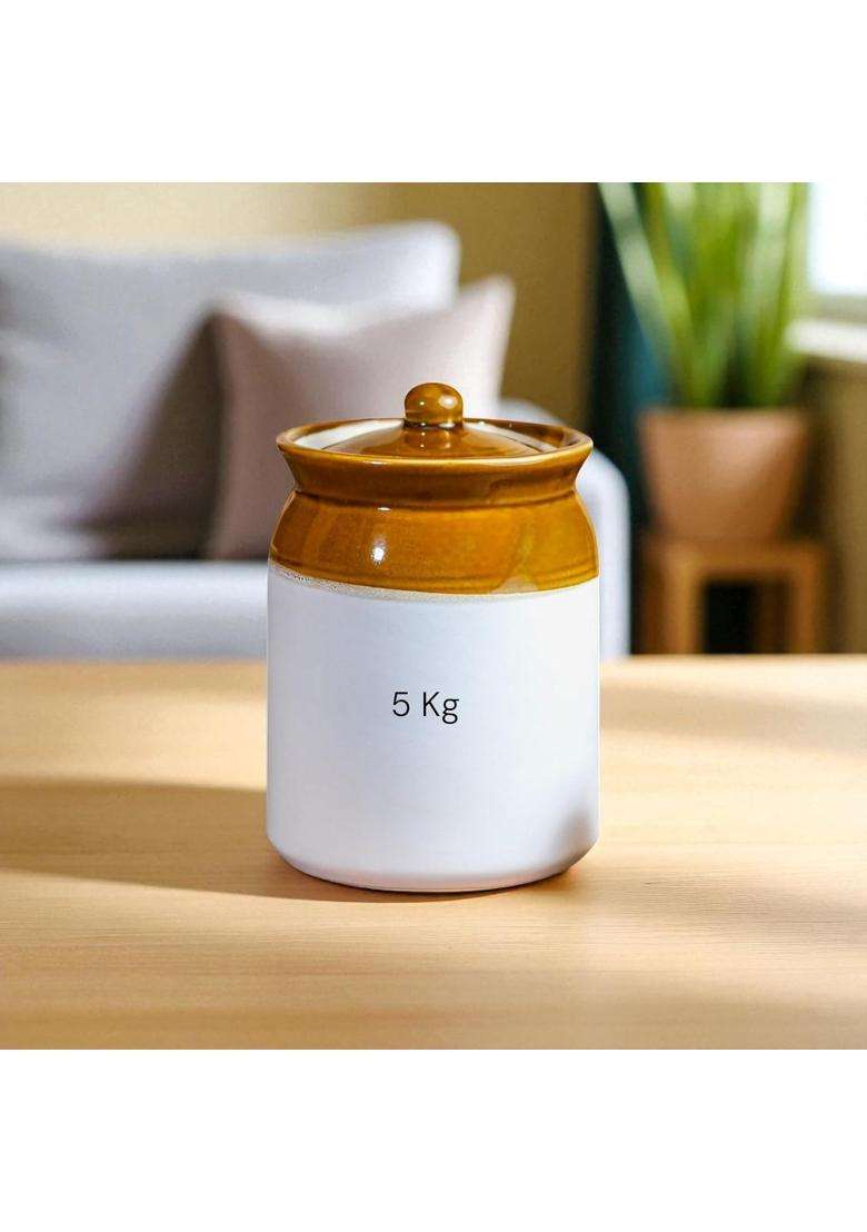 ClayStone Traditional Pickle Ceramic Jar | 5 L | 5.3 Qt - Indya