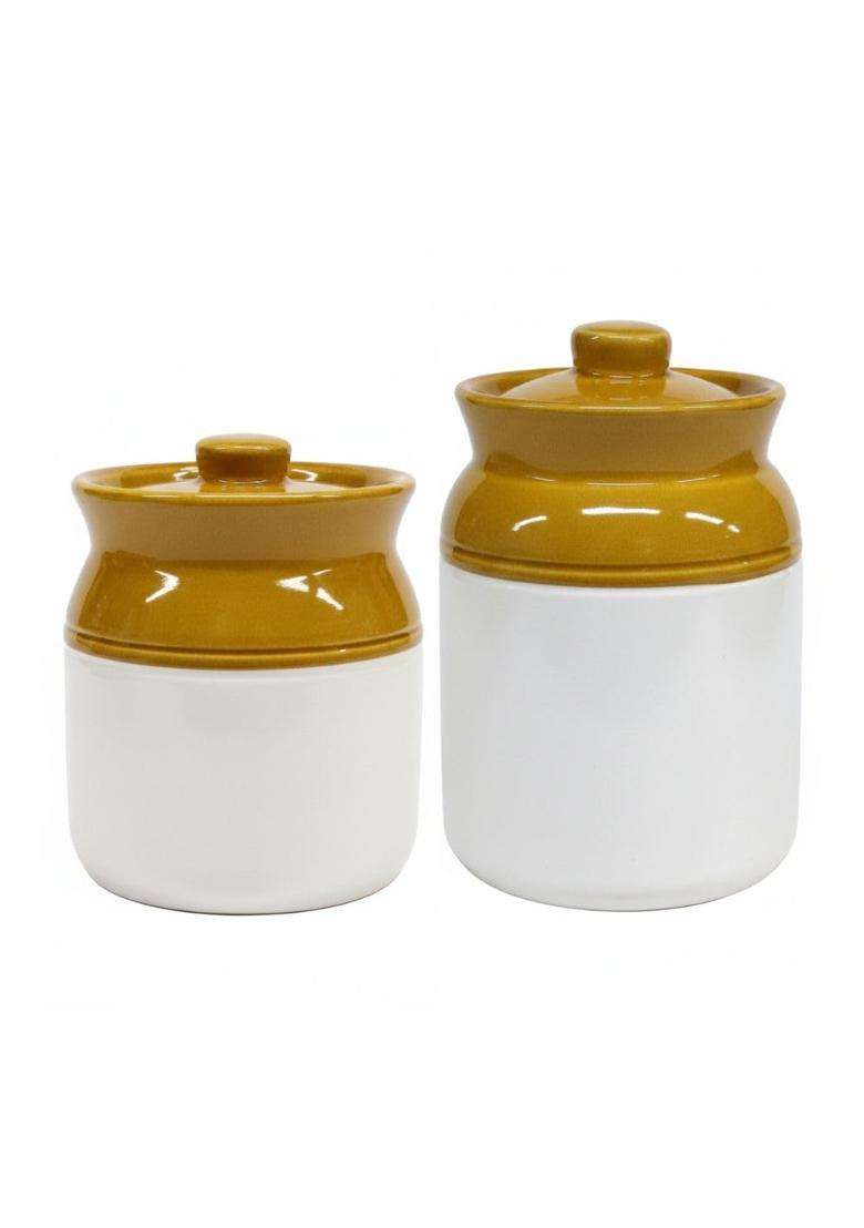 Kraftlik Handicrafts Ceramic Pickle Jars with Lid | 500 ml | 16.9 fl oz - Indya
