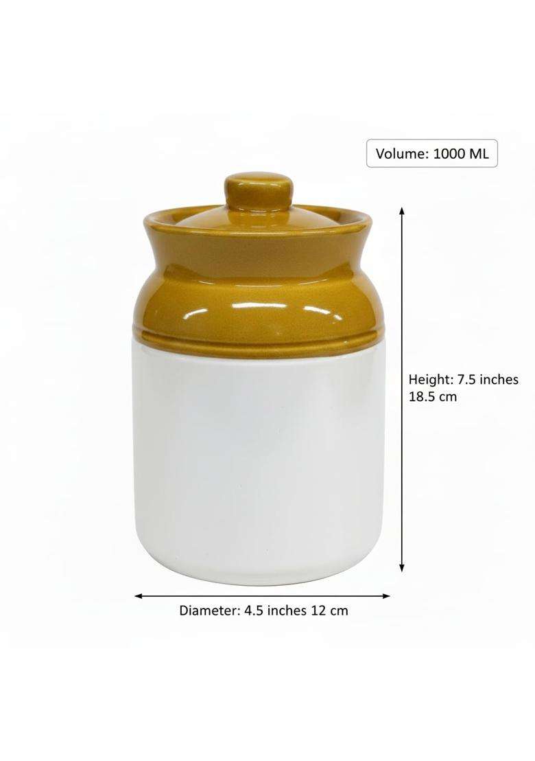 Kraftlik Handicrafts Ceramic Pickle Jars with Lid | 500 ml | 16.9 fl oz - Indya