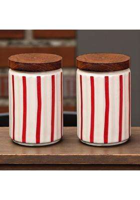 ClayStone Airtight Ceramic Jars with Wooden Lid | 900 ml | 30.4 fl oz | Pack of 2