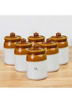 ClayStone Ceramic Achaar Jar Set | 1000 ml | 33.8 fl oz | Pack of 6