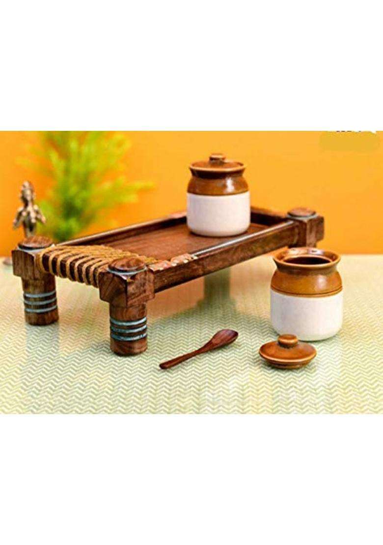 SHRIYAM CRAFT Handmade Ceramic Pickle Jar Set with Lid | 300 ml | 10.1 fl oz - Indya