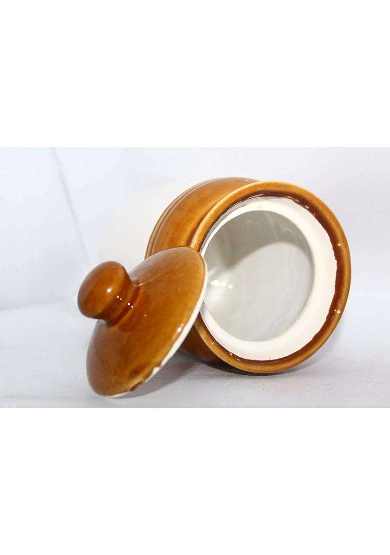SHRIYAM CRAFT Handmade Ceramic Pickle Jar Set with Lid | 300 ml | 10.1 fl oz - Indya