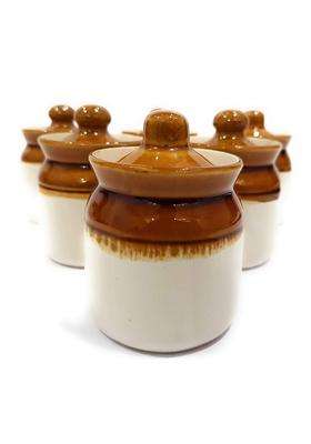 HC THE CRAFTS Table Pickle Jar Ceramic Jars Containers | 250 ml | 8.5 fl oz | Pack of 6