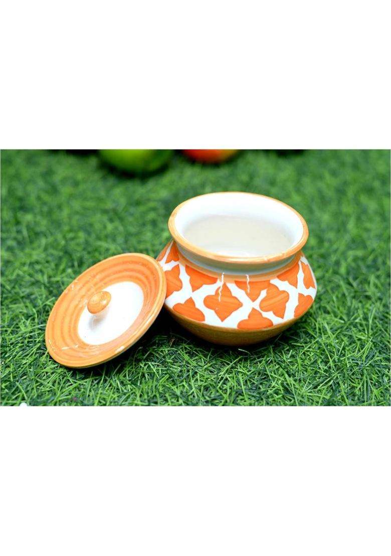 SHRIYAM CRAFT Ceramic Handi Cooking Pot Ceramic Handmade Pickle Jar Set with Lid | 300 ml | 10.1 fl oz - Indya