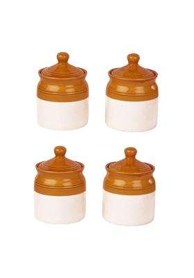 HC THE CRAFTS Table Pickle Jar Ceramic Jars Containers Set with Lid | 500 ml | 16.9 fl oz | Pack of 4