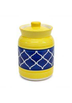 Kraftlik Handicrafts Pure Ceramic Pickle Jars with Unique Lids Multipurpose Barni for Chutney | 1000 ml | 33.8 fl oz