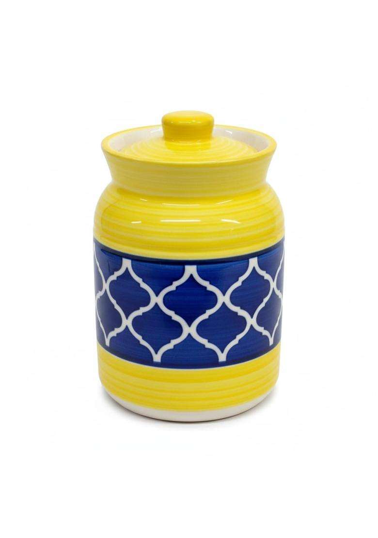 Kraftlik Handicrafts Pure Ceramic Pickle Jars with Unique Lids Multipurpose Barni for Chutney | 1000 ml | 33.8 fl oz - Indya