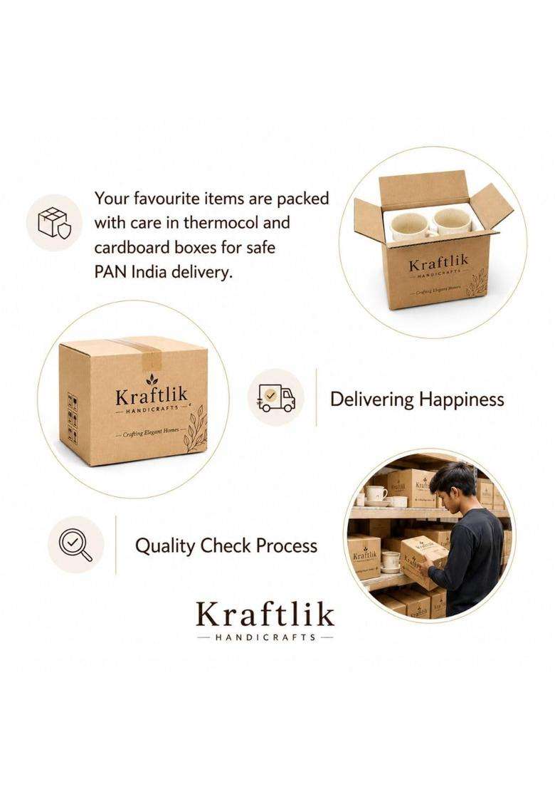 Kraftlik Handicrafts Pure Ceramic Pickle Jars with Unique Lids Multipurpose Barni for Chutney | 1000 ml | 33.8 fl oz - Indya