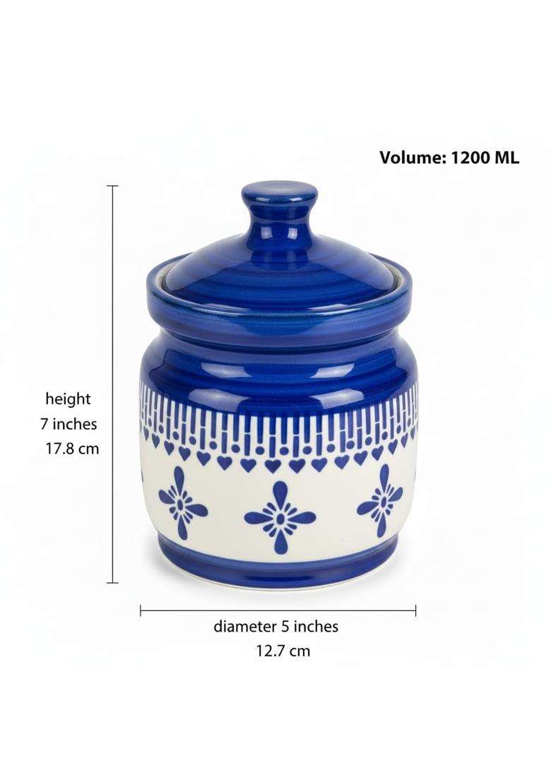 Kraftlik Handicrafts Ceramic Pickle Jars Pottery Storage Jar for Pickle | 1000 ml | 33.8 fl oz - Indya