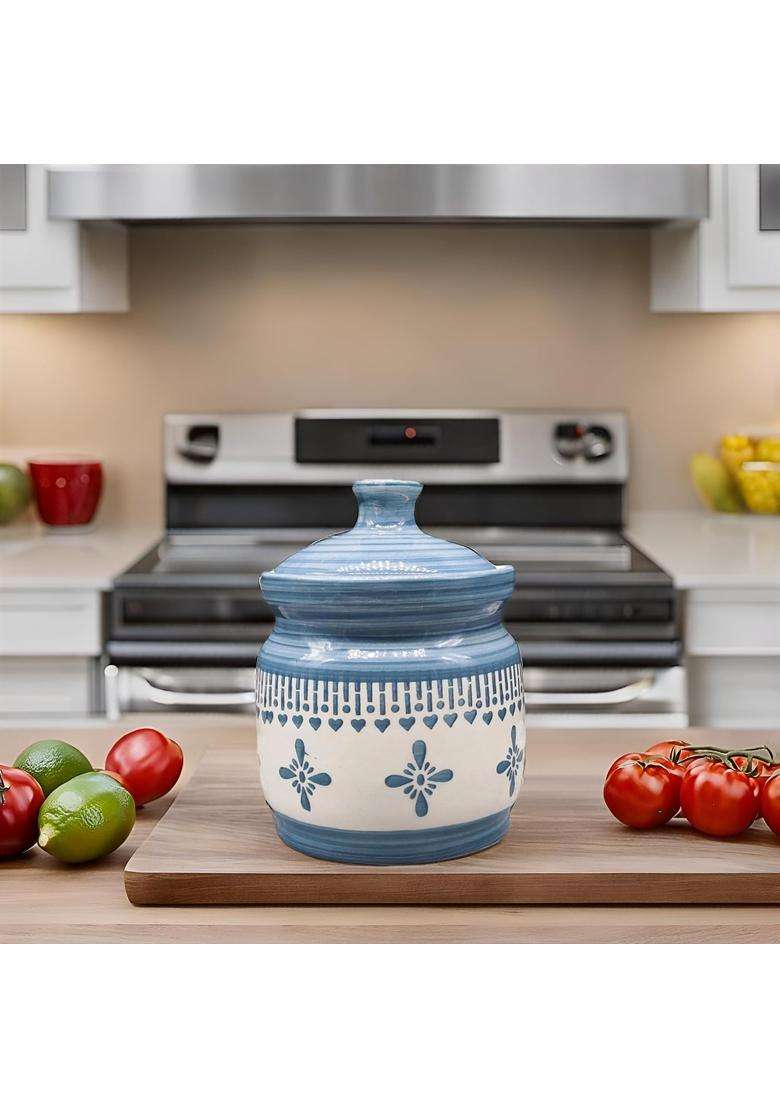 Kraftlik Handicrafts Ceramic Pickle Jars Pottery Storage Jar for Pickle | 1000 ml | 33.8 fl oz - Indya