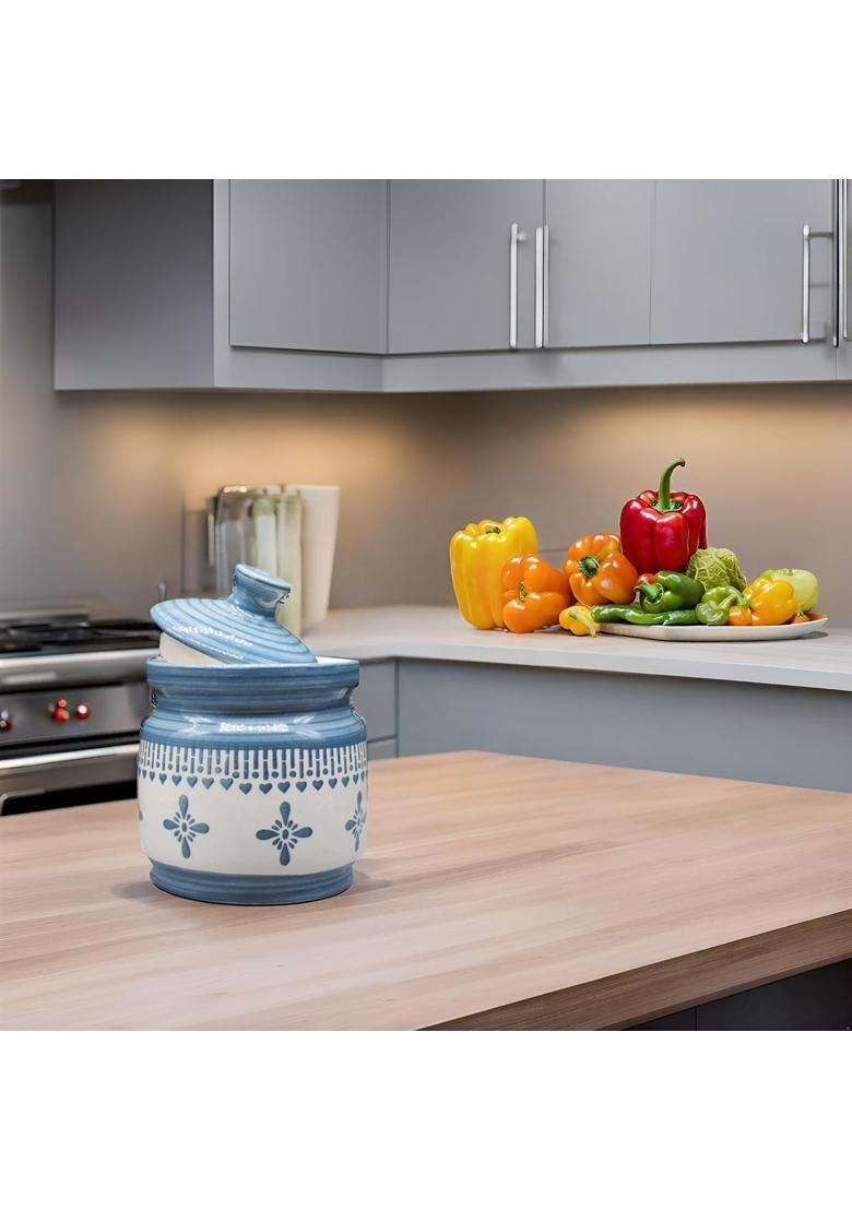 Kraftlik Handicrafts Ceramic Pickle Jars Pottery Storage Jar for Pickle | 1000 ml | 33.8 fl oz - Indya