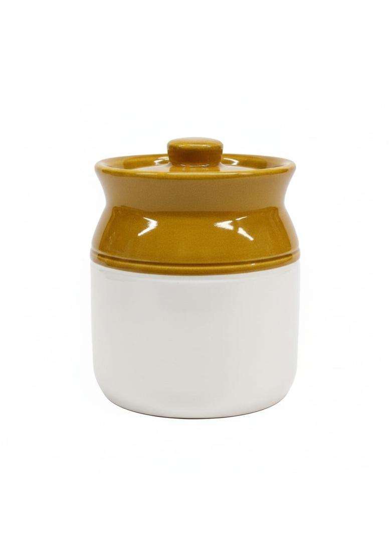 Kraftlik Handicrafts Kreative Homes Ceramic Jars with Lid and Multipurpose Barni for Chutney | 500 ml | 16.9 fl oz - Indya