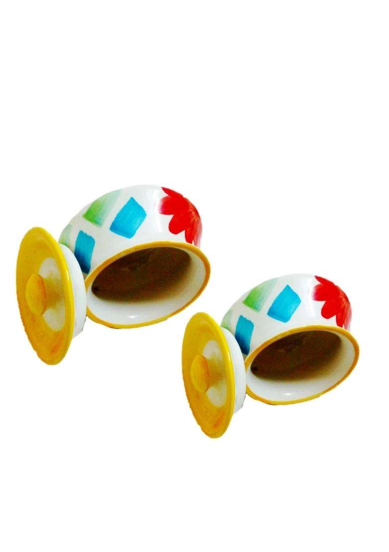 Jetwals Ceramic Pickle Jars Achar Handi Cooking Pot Jars Achar Handi | 300 ml | 10.1 fl oz | Pack of 2 - Indya