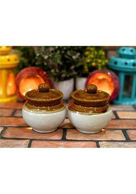 HC THE CRAFTS Ceramic Pickle Jar Container | 200 ml | 6.8 fl oz | Pack of 2