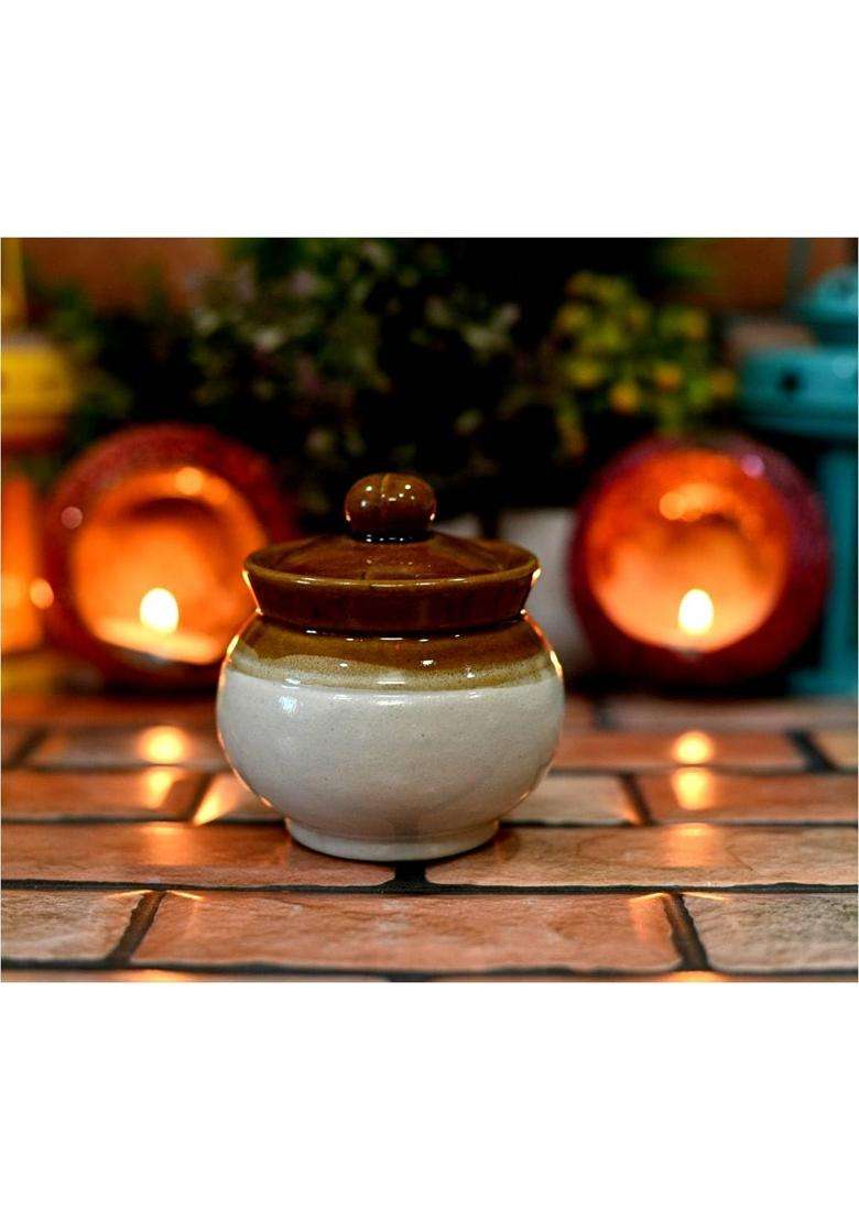 HC THE CRAFTS Ceramic Pickle Jar Container | 200 ml | 6.8 fl oz | Pack of 2 - Indya