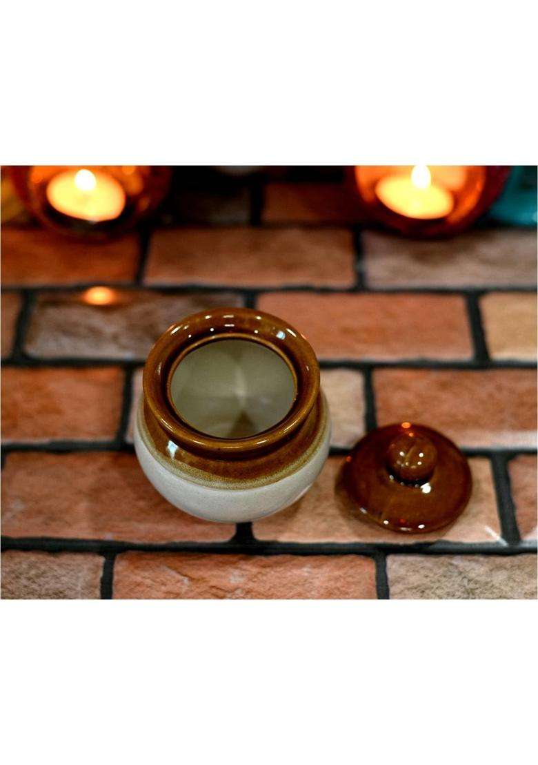 HC THE CRAFTS Ceramic Pickle Jar Container | 200 ml | 6.8 fl oz | Pack of 2 - Indya