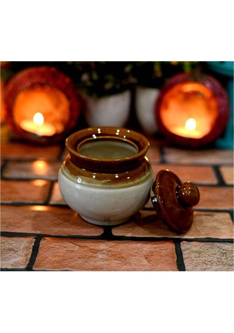 HC THE CRAFTS Ceramic Pickle Jar Container | 200 ml | 6.8 fl oz | Pack of 2 - Indya