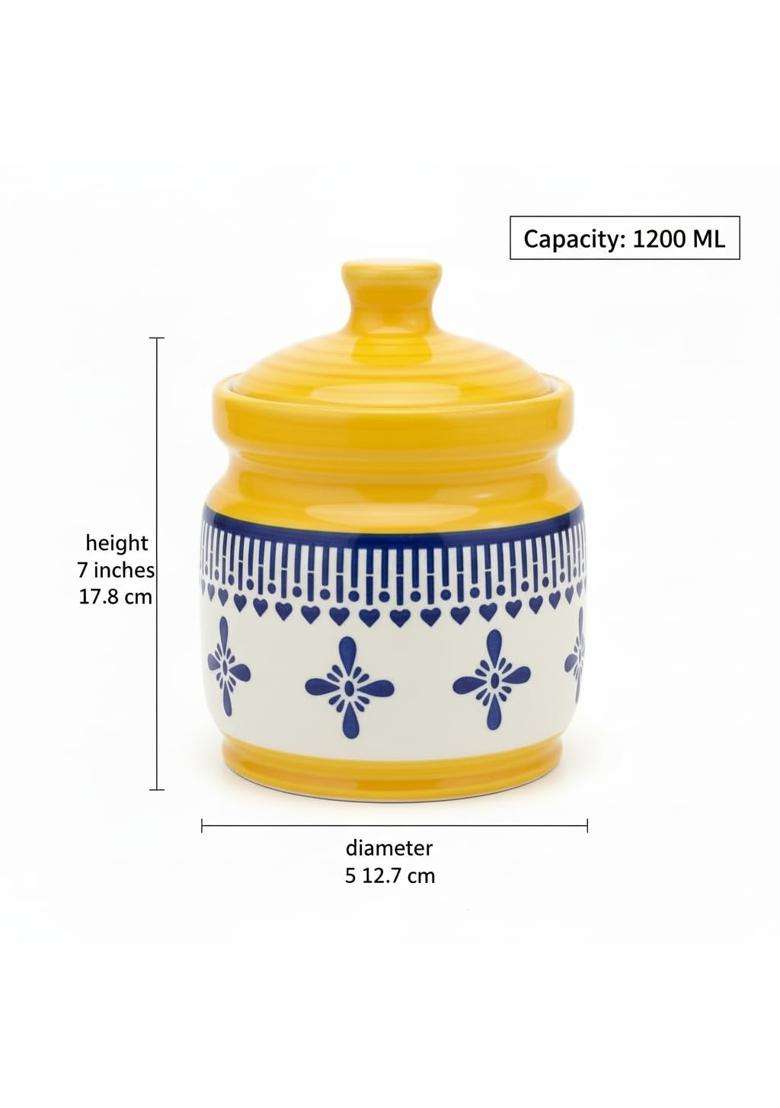 Kraftlik Handicrafts Ceramic Pickle Jars Pottery Ceramic Storage Jar for Pickle | 1000 ml | 33.8 fl oz - Indya