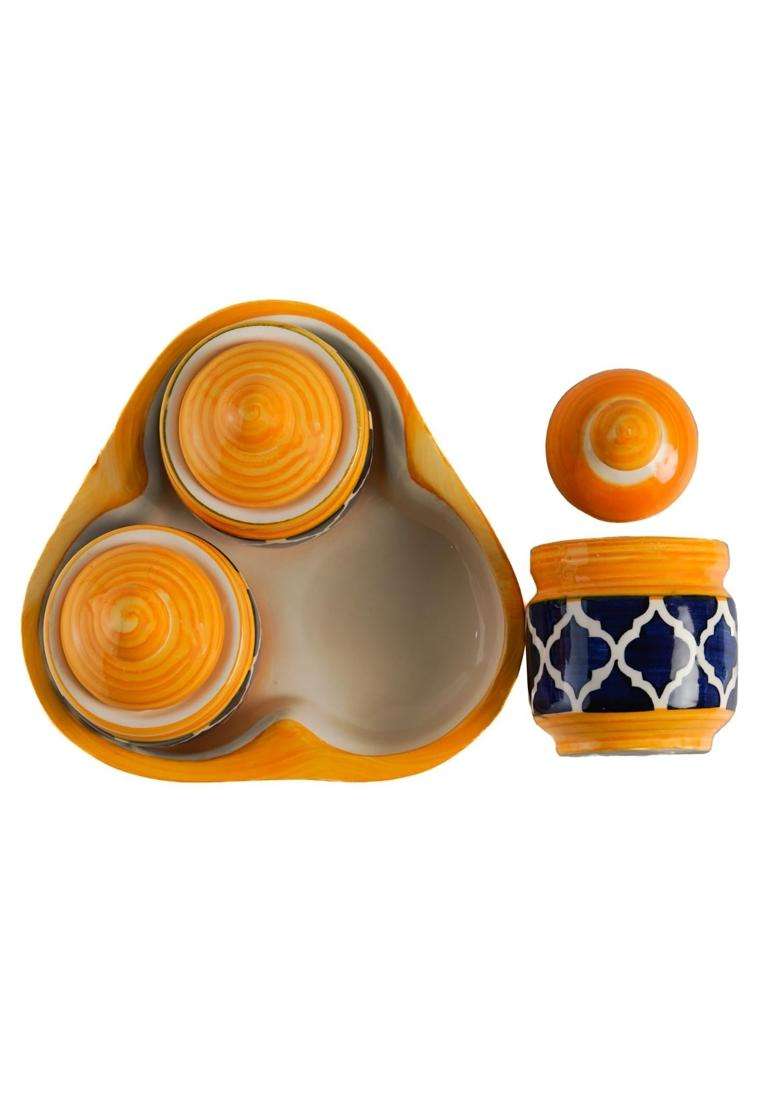 HC THE CRAFTS Ceramic Handmade Pickle Jar Set | 200 ml | 6.8 fl oz | With Lid - Indya