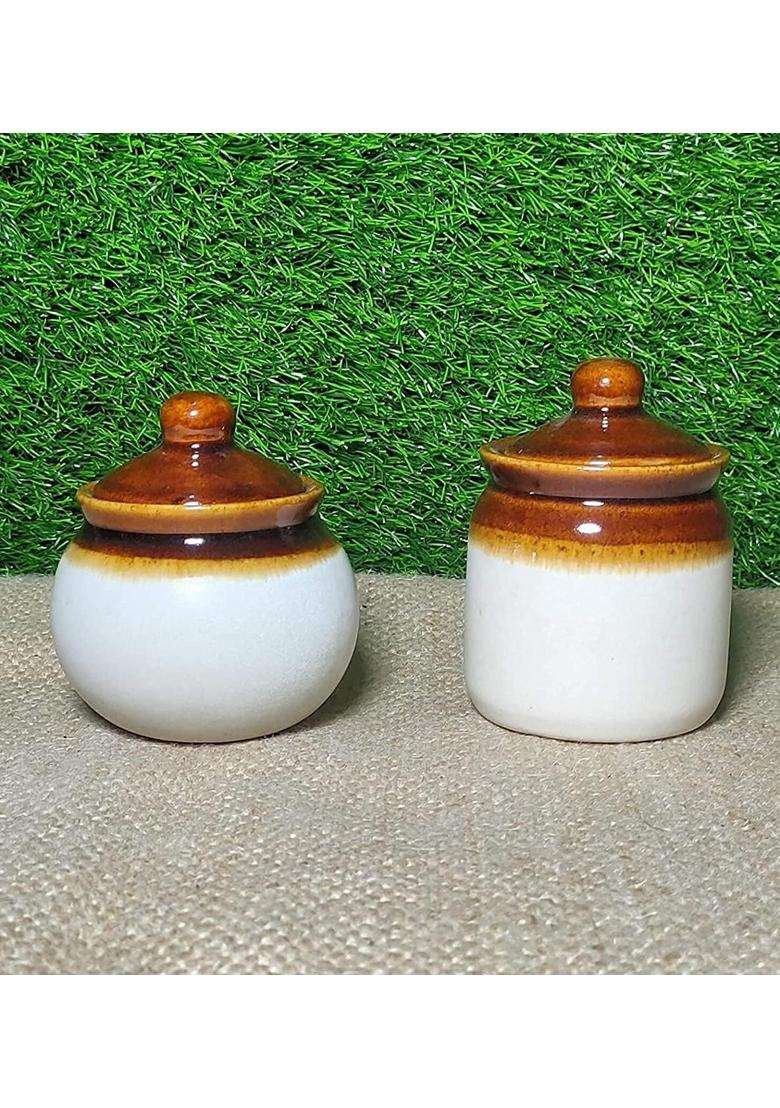 HC THE CRAFTS Ceramic Small Size Pickle Jar with Lota Water Pot Shape | 250 ml | 8.5 fl oz - Indya