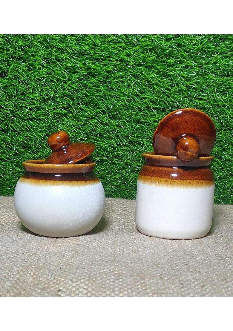 HC THE CRAFTS Ceramic Small Size Pickle Jar with Lota Water Pot Shape | 250 ml | 8.5 fl oz - Indya