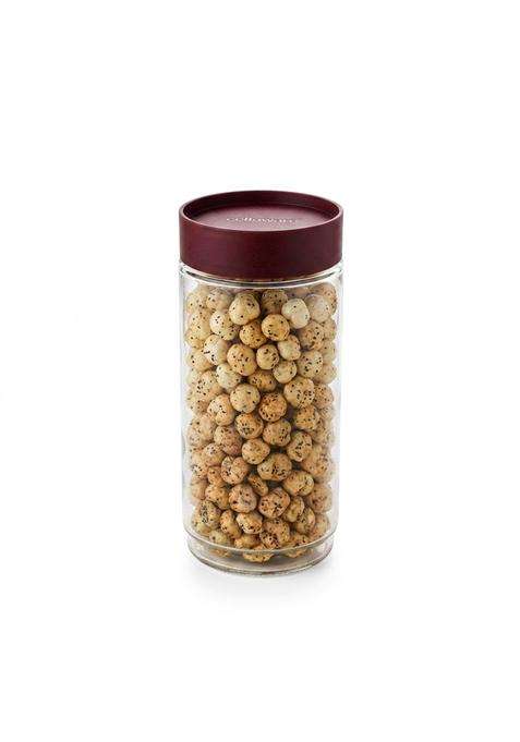 CELLO Modustack Glassy Storage Jars for Kitchen Maroon | 1000 ml | 33.8 fl oz | Lead Free