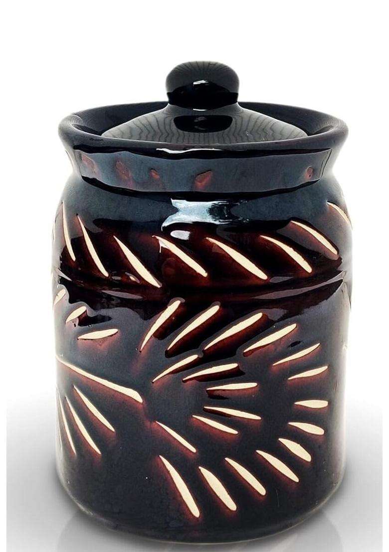HC THE CRAFTS Ceramic Pickle Jar Set with Lid | 2000 ml | 67.6 fl oz - Indya