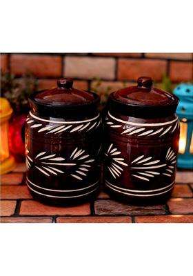 Jetwals Ceramic Handmade Pickle Jar Set with Lid JARS | 1000 ml | 33.8 fl oz | Pack of 2