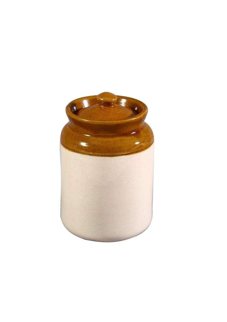 SHRIYAM CRAFT Ceramic Pickle Jar Container Jar | 700 ml | 23.7 fl oz | Pack of 2 - Indya