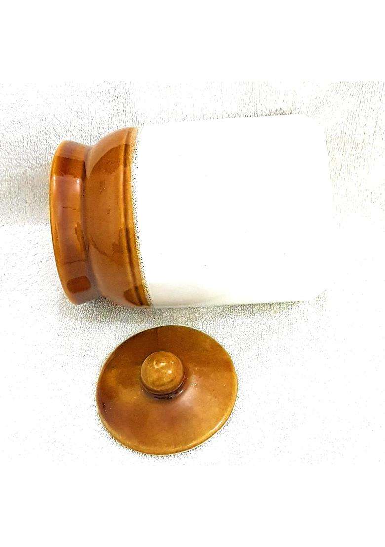 SHRIYAM CRAFT Ceramic Pickle Jar Container Jar | 700 ml | 23.7 fl oz | Pack of 2 - Indya