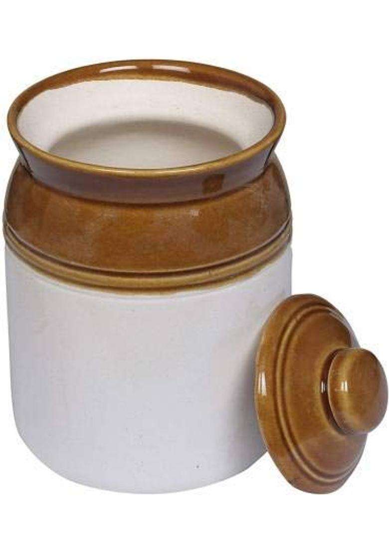 SHRIYAM CRAFT Shriyam Ceramic Jars Table Pickle Jar | 1000 ml | 33.8 fl oz | Pack of 2 - Indya