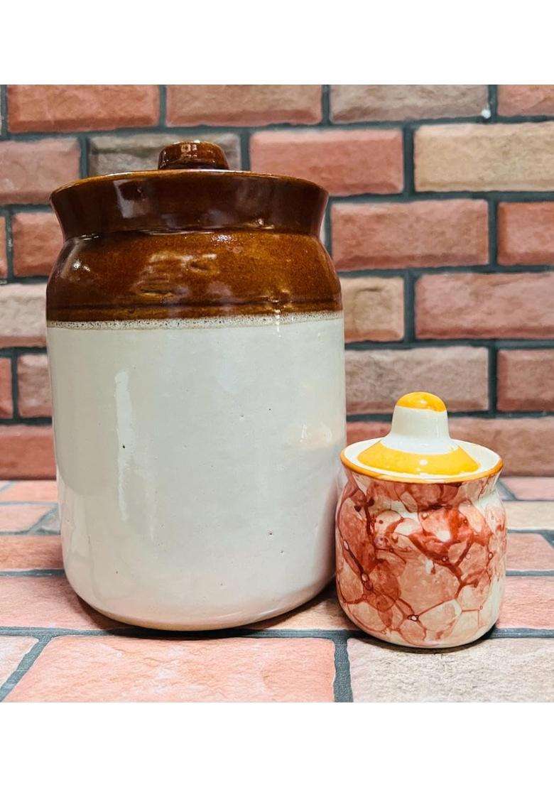 Jetwals Ceramic Jars Pickles | 2000 ml | 67.6 fl oz | Pack of 2 - Indya