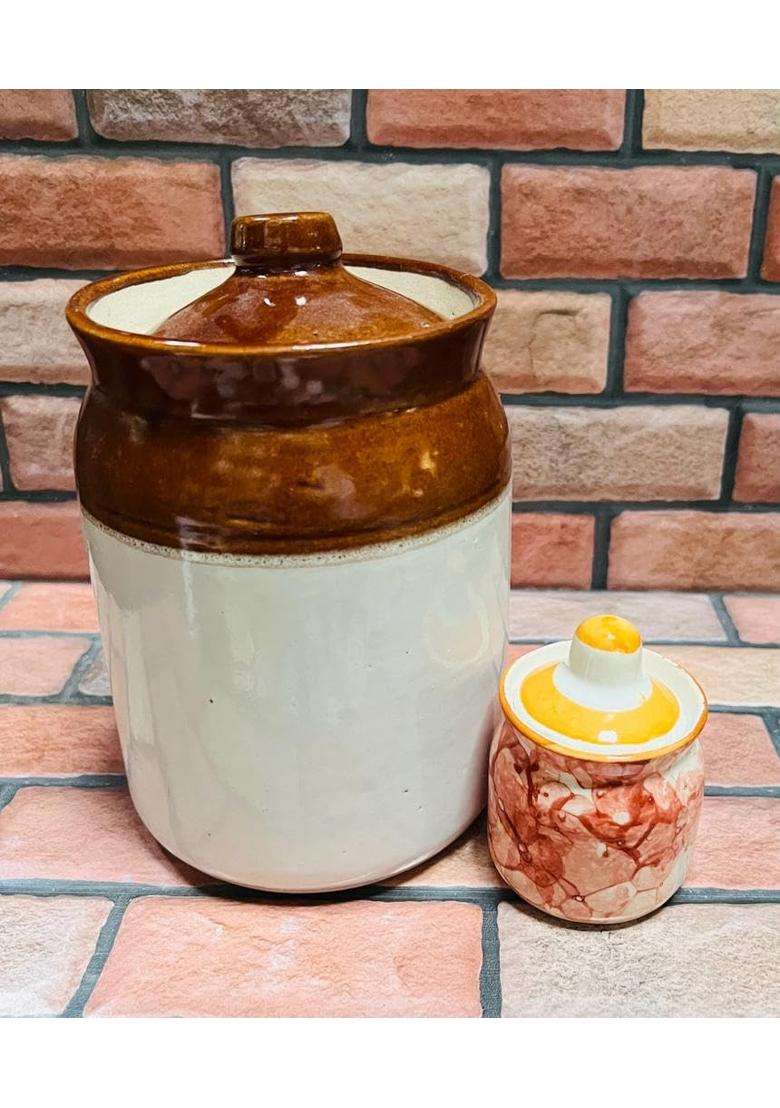 Jetwals Ceramic Jars Pickles | 2000 ml | 67.6 fl oz | Pack of 2 - Indya