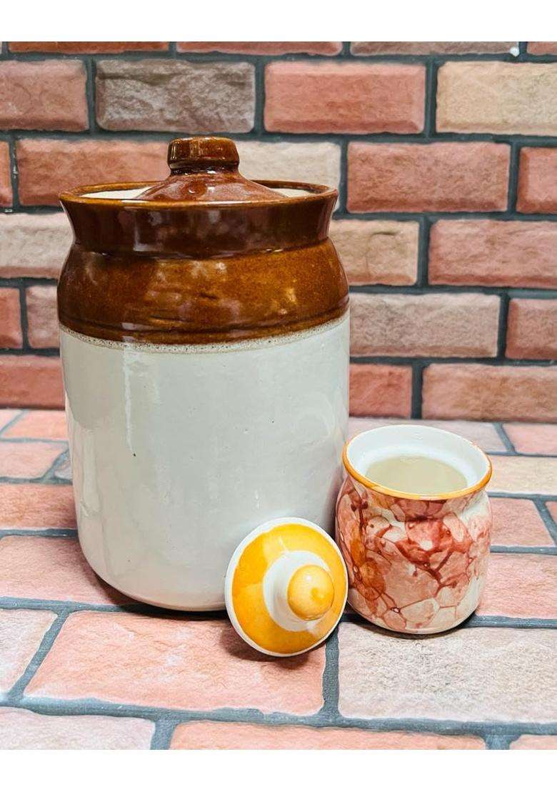 Jetwals Ceramic Jars Pickles | 2000 ml | 67.6 fl oz | Pack of 2 - Indya