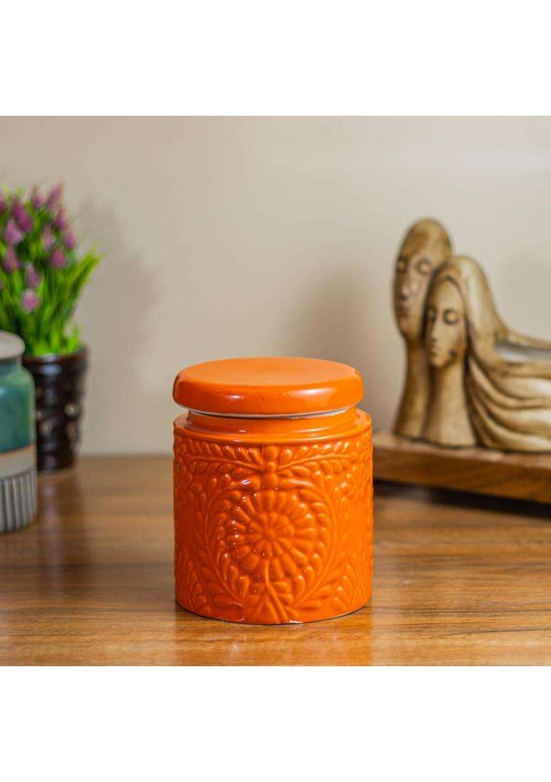 ClayStone Ceramic Floral Jar Set Handmade | 1000 ml | 33.8 fl oz | Pack of 2 - Indya