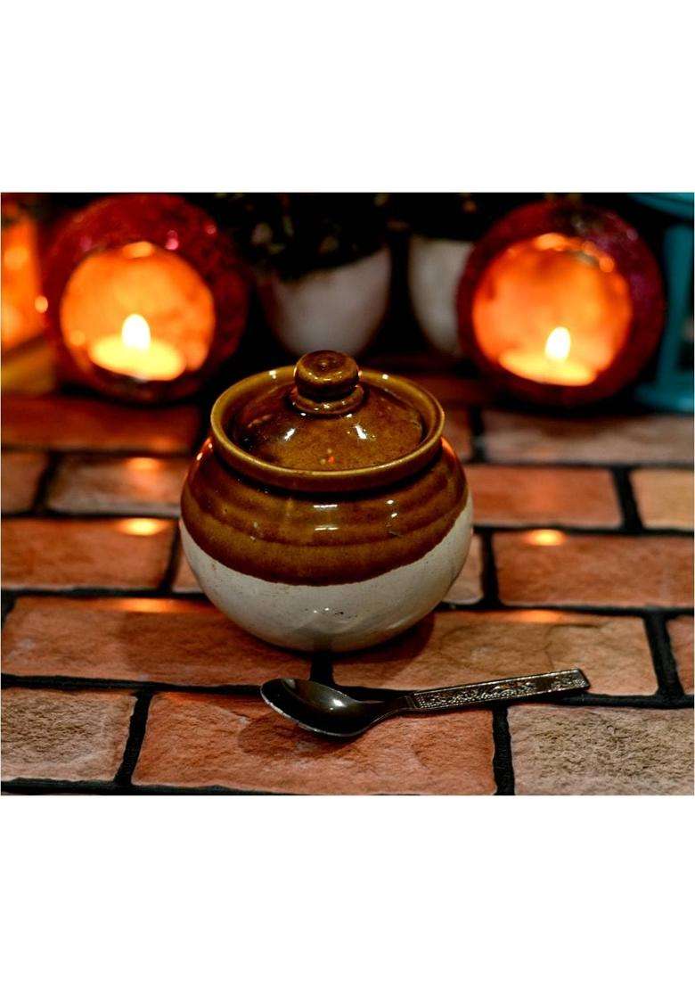 HC THE CRAFTS Ceramic Handmade Pickle Jar Set with Lid | 300 ml | 10.1 fl oz - Indya
