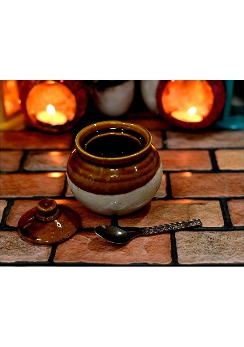 HC THE CRAFTS Ceramic Handmade Pickle Jar Set with Lid | 300 ml | 10.1 fl oz - Indya