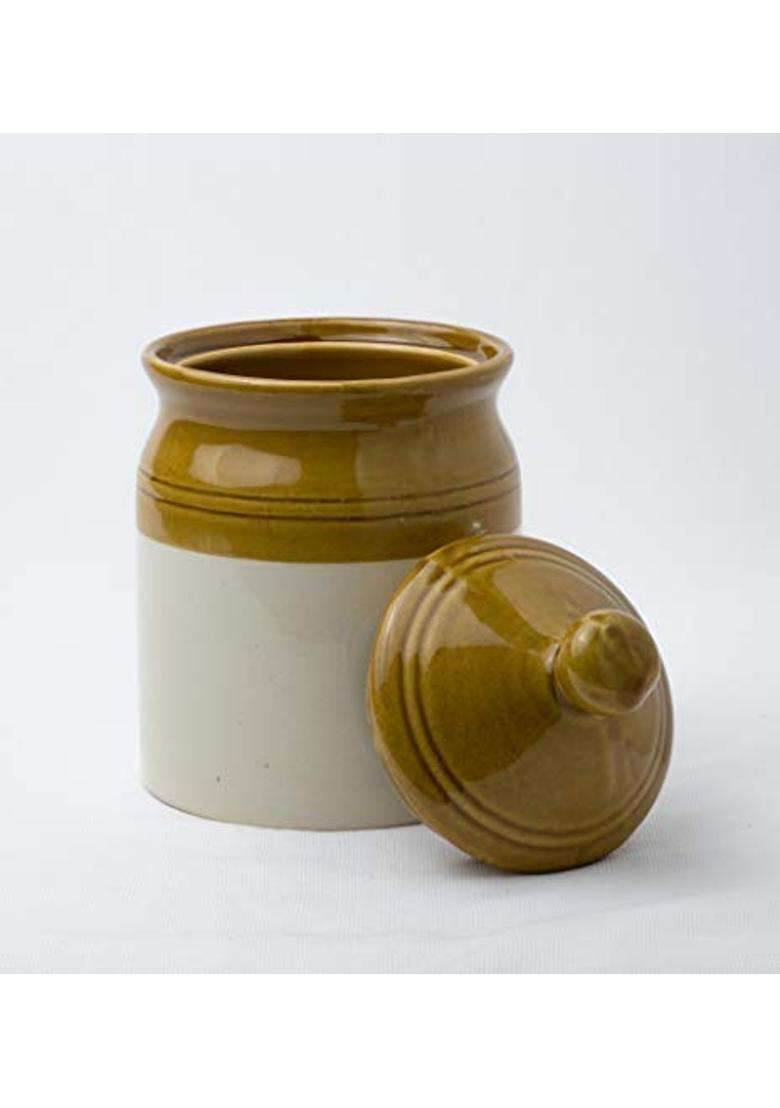 HC THE CRAFTS Ceramic Pickle Jar Set with Lid | 500 ml | 16.9 fl oz | 2-Piece Set - Indya