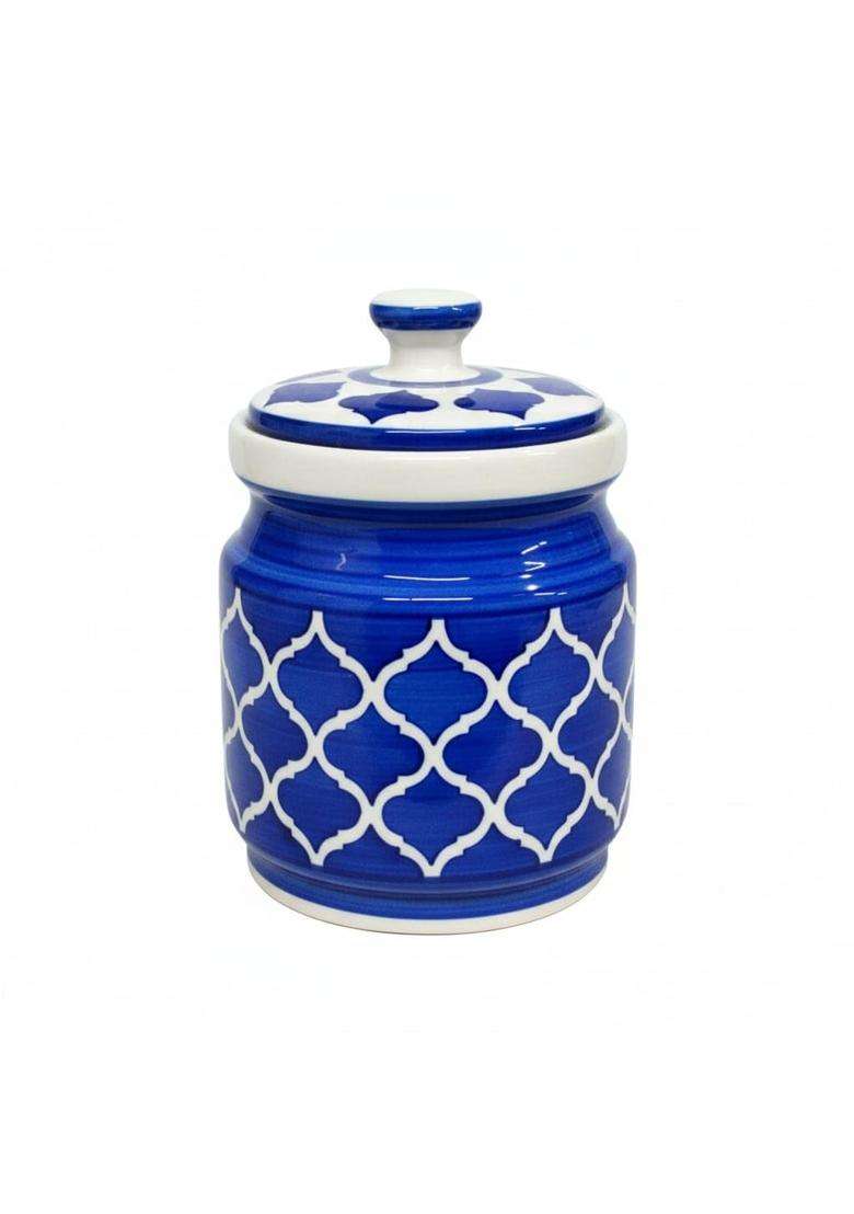 Kraftlik Handicrafts Ceramic Jars with Lid Multipurpose Barni for Chutney | 1200 ml | 40.6 fl oz - Indya