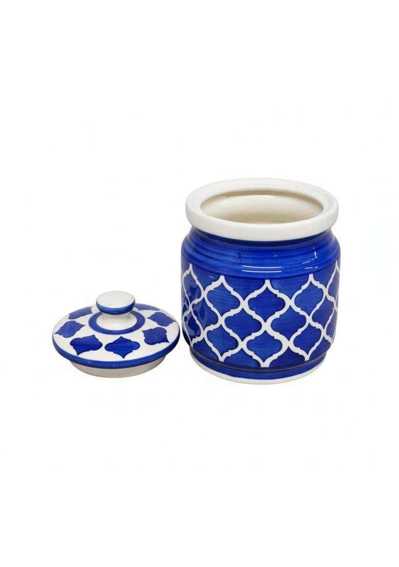 Kraftlik Handicrafts Ceramic Jars with Lid Multipurpose Barni for Chutney | 1200 ml | 40.6 fl oz - Indya