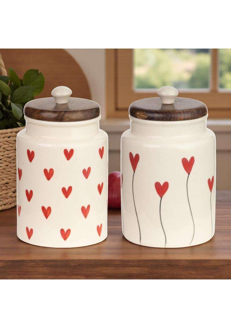 ClayStone Ceramic Airtight Jars | 1000 ml | 33.8 fl oz | 2-Piece Set | Handcrafted - Indya