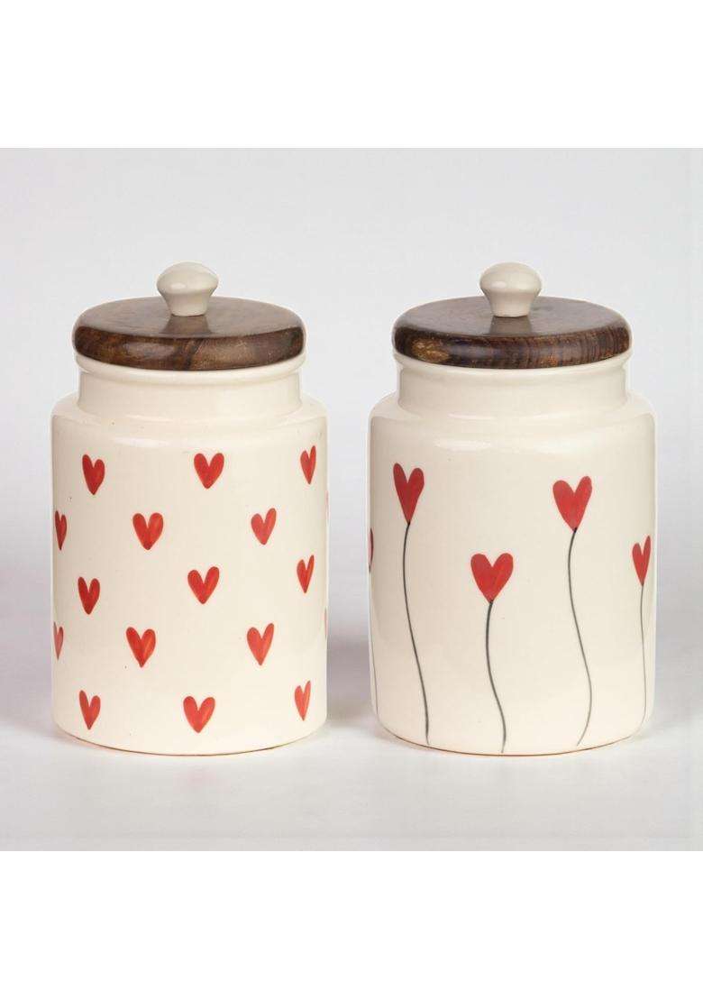 ClayStone Ceramic Airtight Jars | 1000 ml | 33.8 fl oz | 2-Piece Set | Handcrafted - Indya