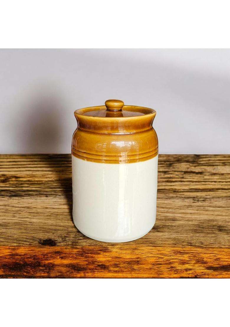 ClayStone Ceramic Achaar Jar Set | 2000 ml | 67.6 fl oz | Pack of 2 - Indya