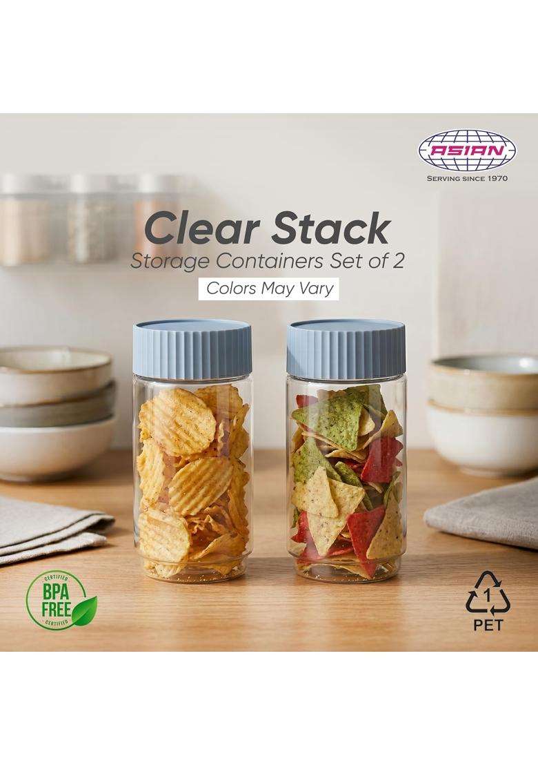 ASIAN Plastowares Clear Stack Jar | 1000 ml | 33.8 fl oz | BPA Free | Food Safe - Indya