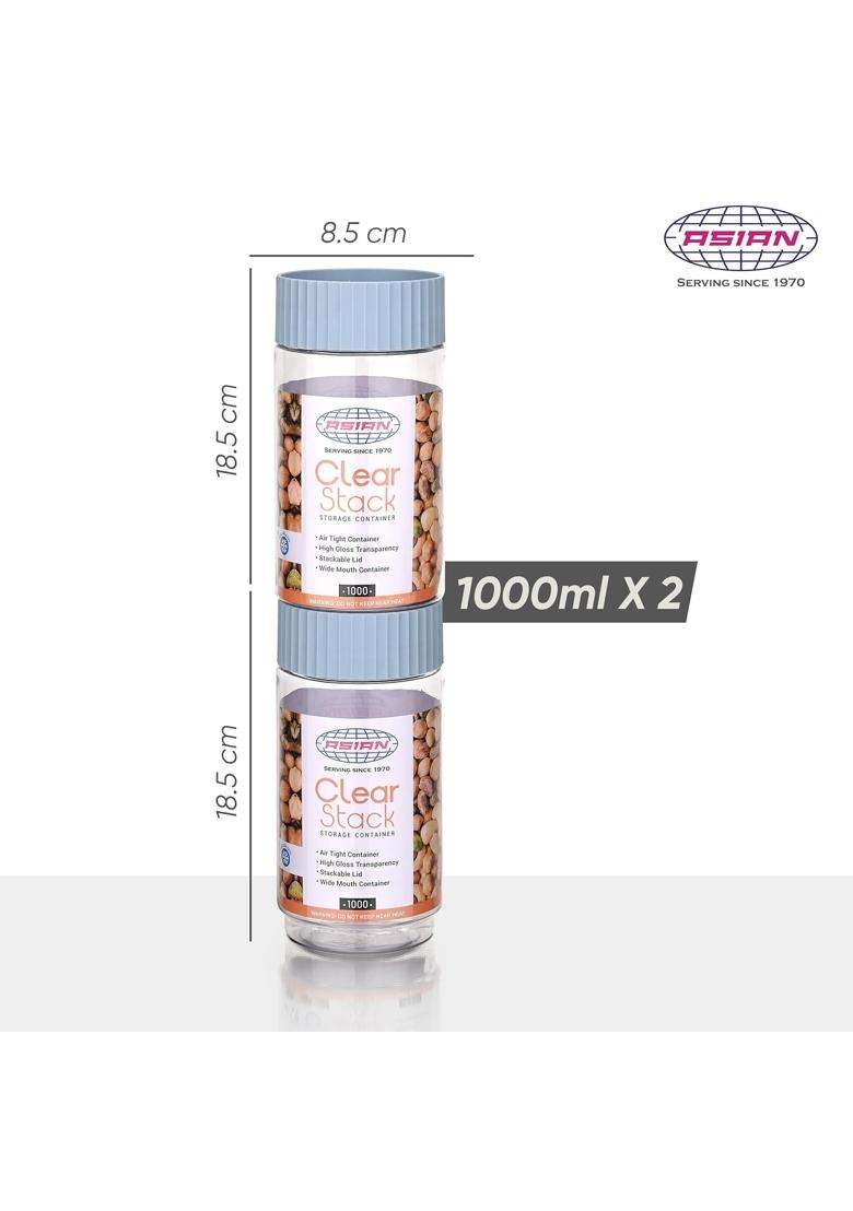 ASIAN Plastowares Clear Stack Jar | 1000 ml | 33.8 fl oz | BPA Free | Food Safe - Indya